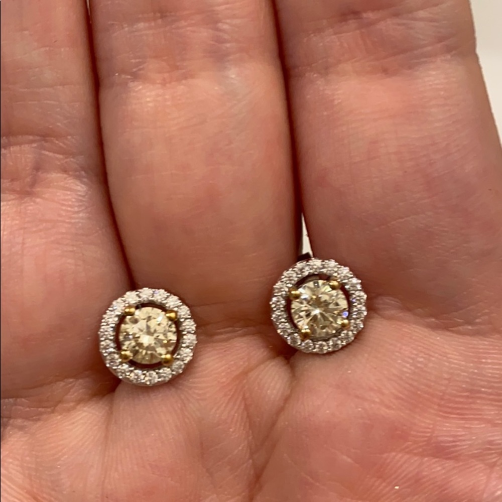 Sterling silver and diamonique stud earrings